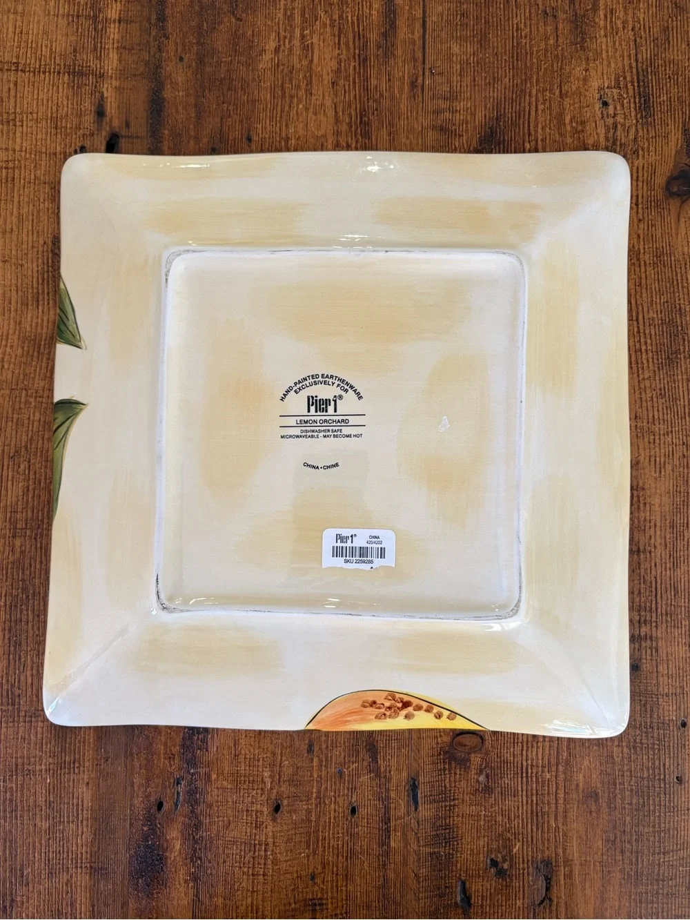 Pier 1 Hand Painted Lemon Orchard 11” Square Dinnerware Plate Platter